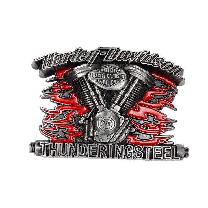 سگک کمربند فلزی طرح هارلی دیویدسون (Harley-Davidson) مدل V-Twin Engine & Thundering Steel